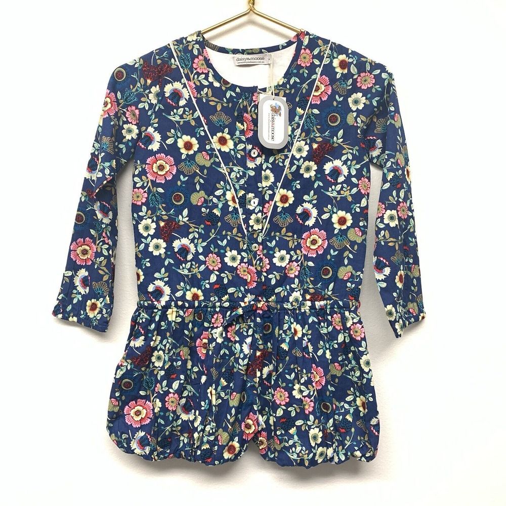Daisy‎ & Moose Bubble Romper Playsuit Girls Australian Size 8 Teal Jersey Lined